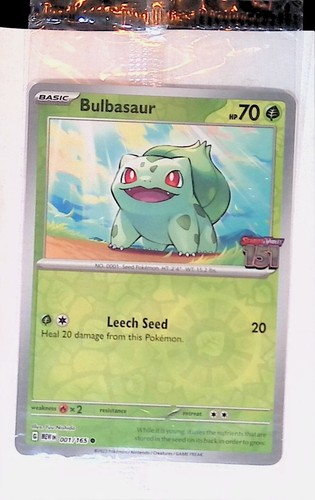SEALED Bulbasaur PROMO 001/165 Best Buy Exclusive Reverse Holo Pokemon Card 151