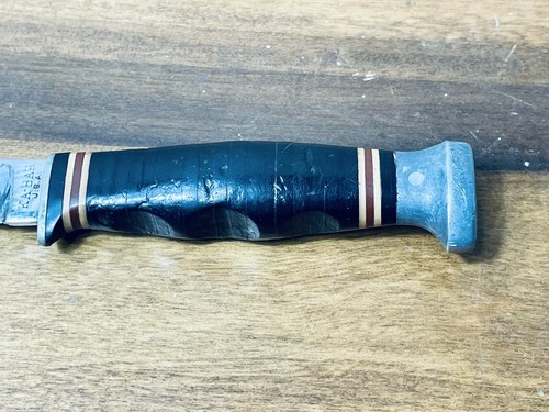 KA-BAR 1208 Stacked Leather Handle Vintage Hunting Knife - Picture 2 of 4