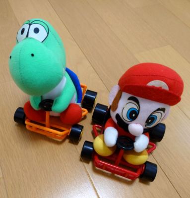 Super Mario Kart Mario & Yoshi Plush Set in 1993 TAKARA Prize Used