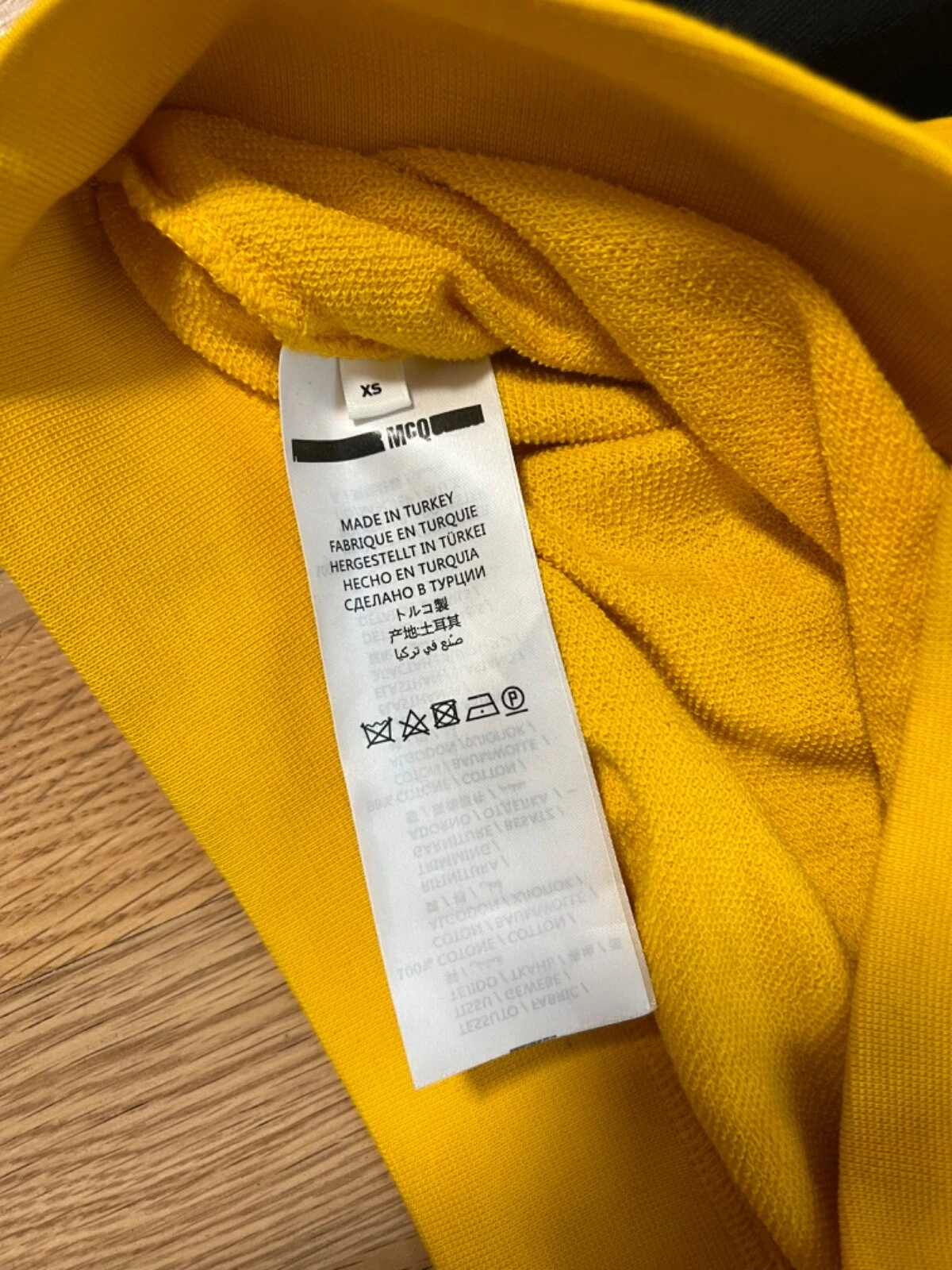 Felpa con cappuccio McQ Alexander McQueen donna flock stampata zafferano maglia cotone XS