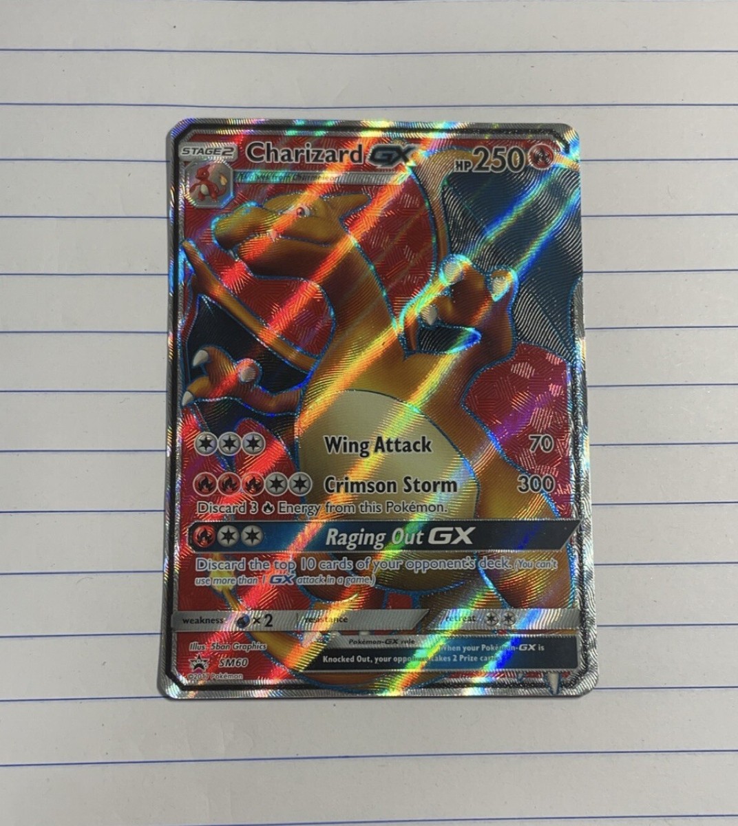 Charizard GX SM60 Full Art Promo Sun & Moon Pokemon Card Red