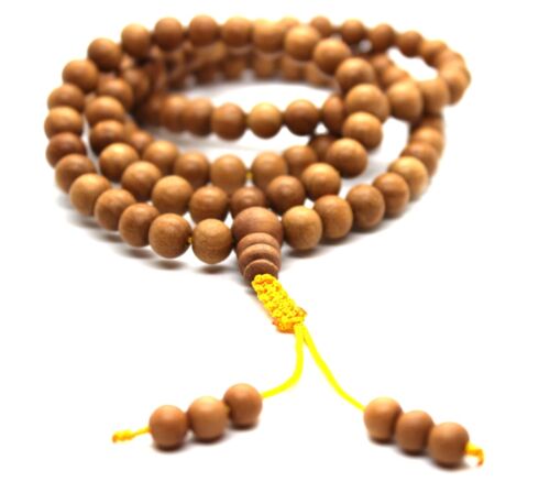 Sandalwood mala Aromatic Sandal wood Necklace 8mm Beads Mala Bead Wrist Wrap - Picture 5 of 8