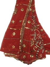 Georgette Dupatta Scarf Vintage Indian Embroidered Long Stole For Woman LD7166