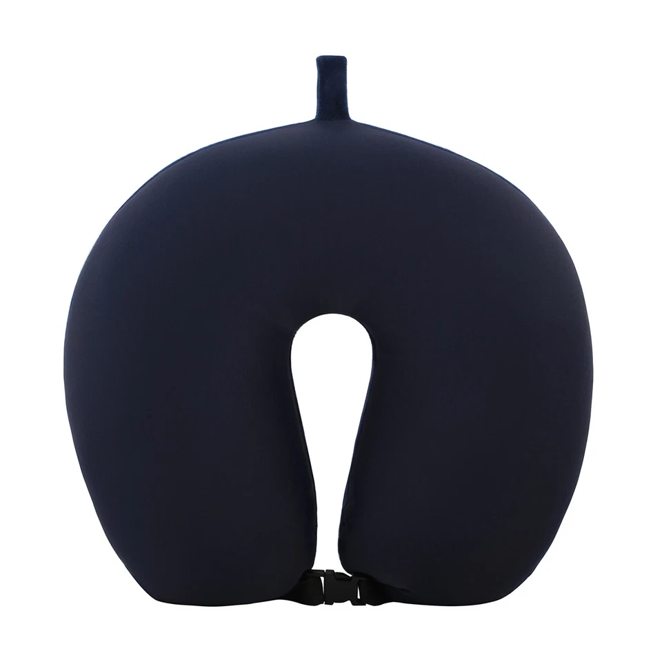 Black Travel Neck Pillow Support Soft Plane Roll Cushion Buses Trains Microbeads - image 2 of 2