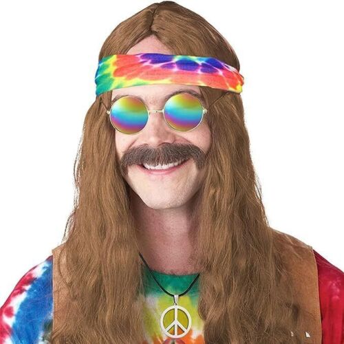 60s 70s Men Women Hippie Costume Accessories Set Fancy Dress Wig Party Decor - Picture 3 of 6
