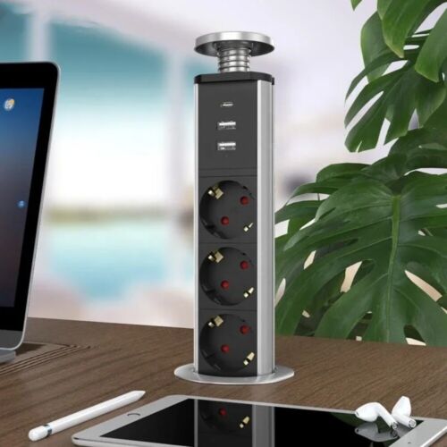 Melery Type-C Pop Up Sockets Power Strip Desktop Hidden EU Plug 3 Outlet Switch - Picture 5 of 12