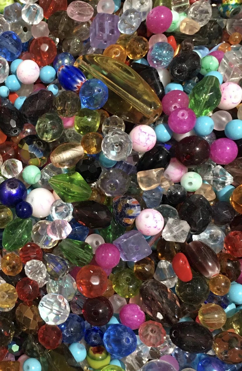 ALL GLASS 7oz Bead Soup🖤6-20mm HUGE VARIETY OF BEADS 👑🐝 BEST