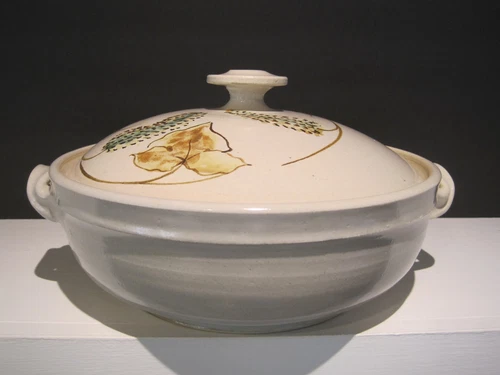 1950's Makovkin Hand Thrown Studio Art Pottery Casserole Dish Lid Signed