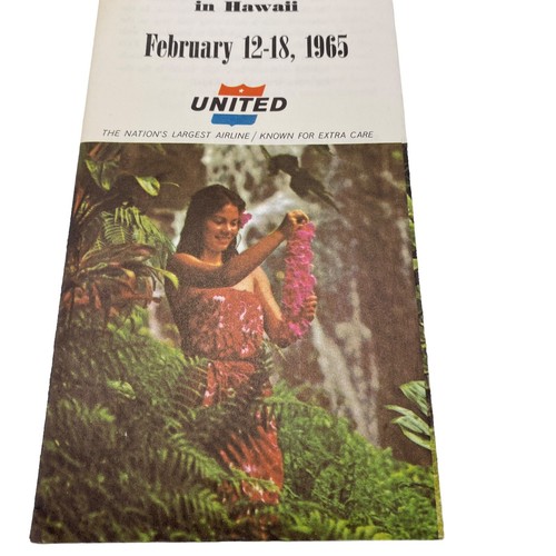 Folleto de la gira vintage de Hawaii Order of the Golden Rule 1965 United Airlines Leis - Imagen 2 de 5