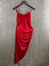 Madrag Red Bodycon Draped Dress Spaghetti Strap Asymmetrical Hem Juniors L