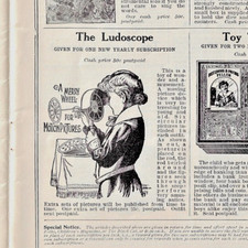 1912 Premium Ad  LUDOSCOPE TOY  A MERRY WHEELS FOR MOTION PICTURES  SCARCE