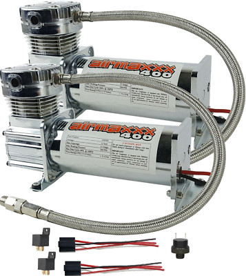 airmaxxx 2 Chrome 400 Air Compressors Dual Pack Air Suspension System 150/180