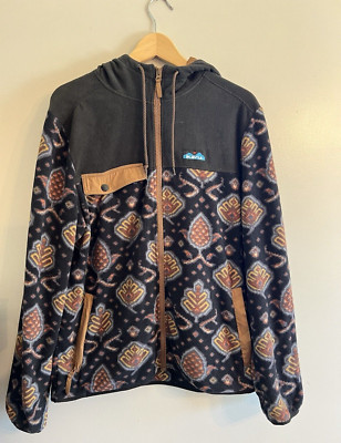 KAVU M's KAVU PEOH Point FZ Hooded Zip front Fleece Woodland Weaves Navy Small