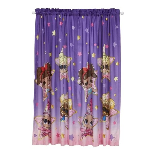 LOL Surprise! Kids Bedroom Window Curtains, 2 Panel Set, 41x63″ Length, Purple - Picture 1 of 7