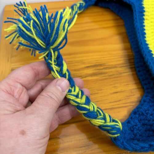 Minions Desciple Me Handmade Crochet Hat Adult XS/Small Yellow Blue Knit - Picture 2 of 6