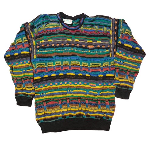 Vtg 90s COOGI BLUES Australia 3D Knit Sweater XL - 100% Cotton