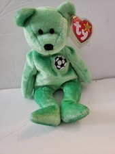 Ty Beanie Baby Kicks the Soccer Bear 1998 Plush Stuffed Animal - MWMT