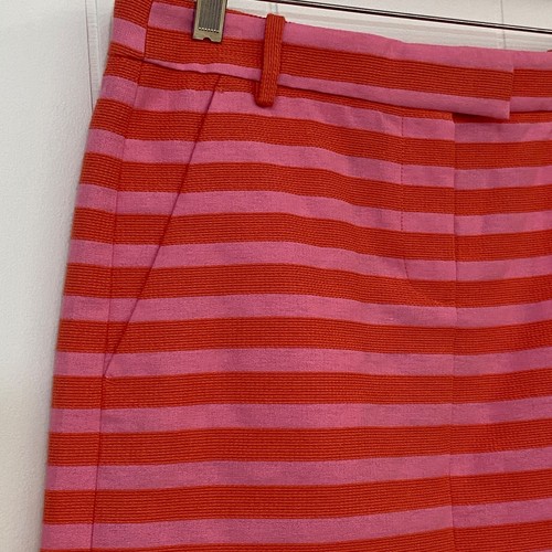 J Crew Skirt Women's 2 Pink Orange Stripe Cotton Blend Textured Pockets A5793 - Picture 6 of 10