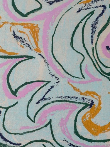 Stampa pastello vintage anni 70 edizione limitata arte astratta moderna da appendere a parete firmata - Foto 5 di 11