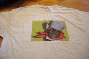 NWOT-Grey-T-Shirt-XL-with-French-Bulldog-with-Chef-Hat-on