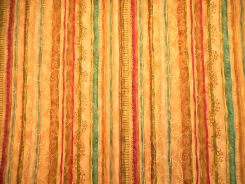 Christmas Fabric 1 2/3+ Yard Gold Red Green Tan Stripe Premium Cotton #24 Vtg #C - Picture 2 of 2