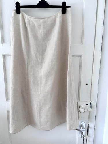 Talbots creme beige irisches Leinen A-Linie Rock Midi Maxi - fließend Sommer Größe 14
