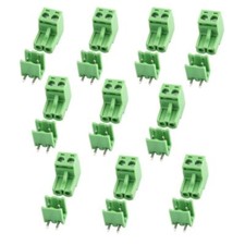 10 Sets 2-Pin Right Angle PCB Terminal Block Connectors 5.08mm Pitch DIY Green