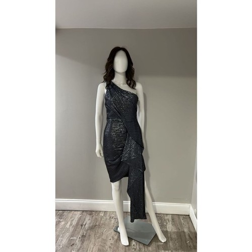 Pamella Roland Metallic One Shoulder asymmetrisches Cocktailkleid Größe 6 - Bild 6 von 10
