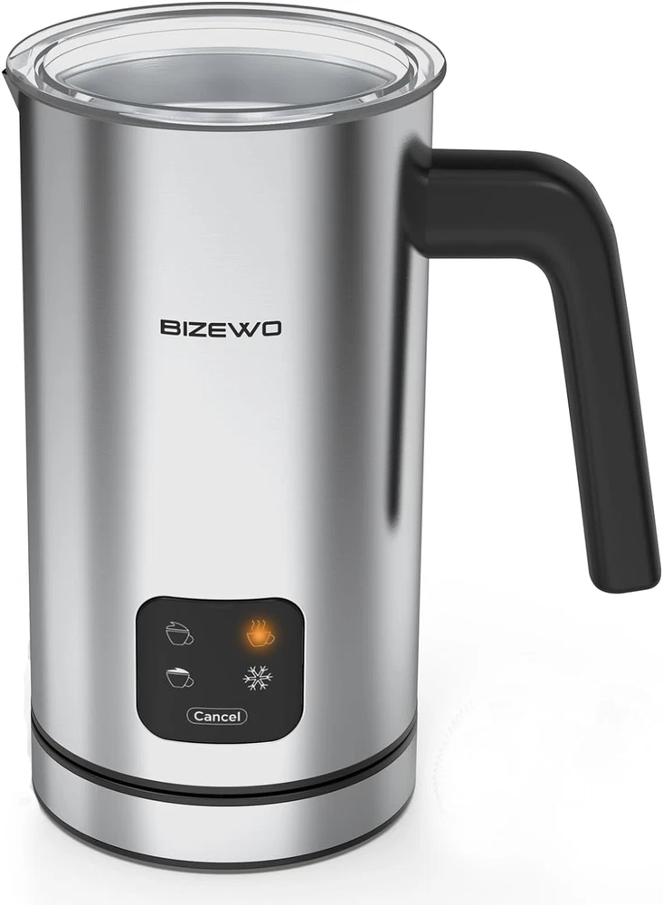 Milk Frother Electric, 4 in 1 Automatic Stainless Steel, Warm & Cold Foamer