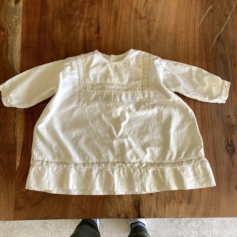 Blusa antigua eduardiana de 1900 con botones traseros de encaje para niños Foto 2 de 4