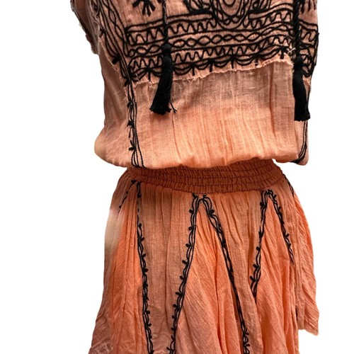 New Free People Cotton Orange Embroidered Blouse Sz XS - Picture 6 of 9
