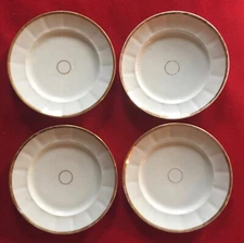 Set 4 Antique Limoges Old Paris Porcelain Plates Gold & White Wedding Band