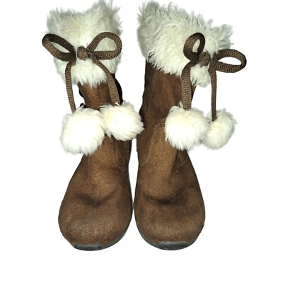 Sugar Too Size 7.5 Brown/Beige Faux Fur Tassel Toddler Boots A