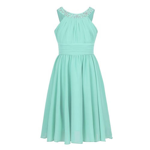 Mädchen Festlich Chiffon Kleider Kinder Sommer Hochzeits gefaltete Partykleider - Bild 12 von 63