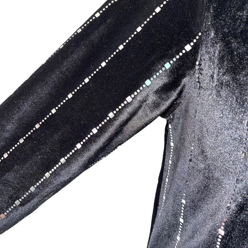 Jameel Dress Womens Size Small Maxi Black Velvet Mirrored Long Sleeve Stripe New - Picture 5 of 12