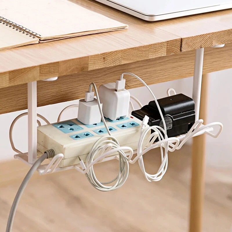 BIWIST Under Desk Cable Management Tray 2 Pieces Steel Under Desk Wires  Organizer Power Strip Management