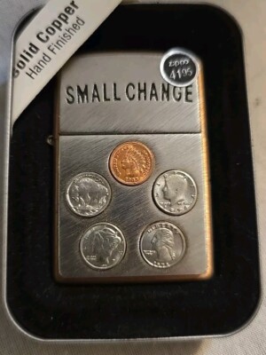 2003 Zippo Solid Copper Small Change Lighter 20380 Sticker F 03 