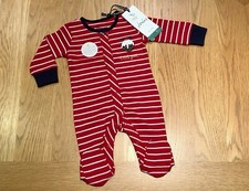 Joules Christmas Pudding Sleepsuit, 100% Organic Cotton, Age Newborn - NWT