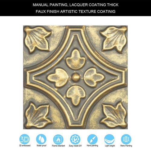 Grietas de imitación Drop in panel de pared azulejo de techo suspendido PLB10 oro antiguo 10 piezas - Imagen 6 de 23