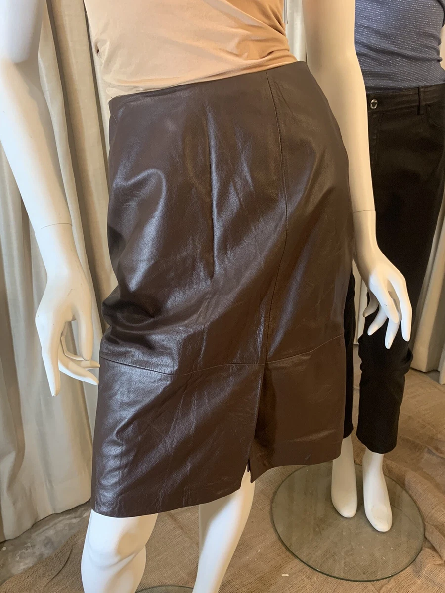 JCPenney Mixit Brown Genuine Luxury Fine Leather Lined Knee Length