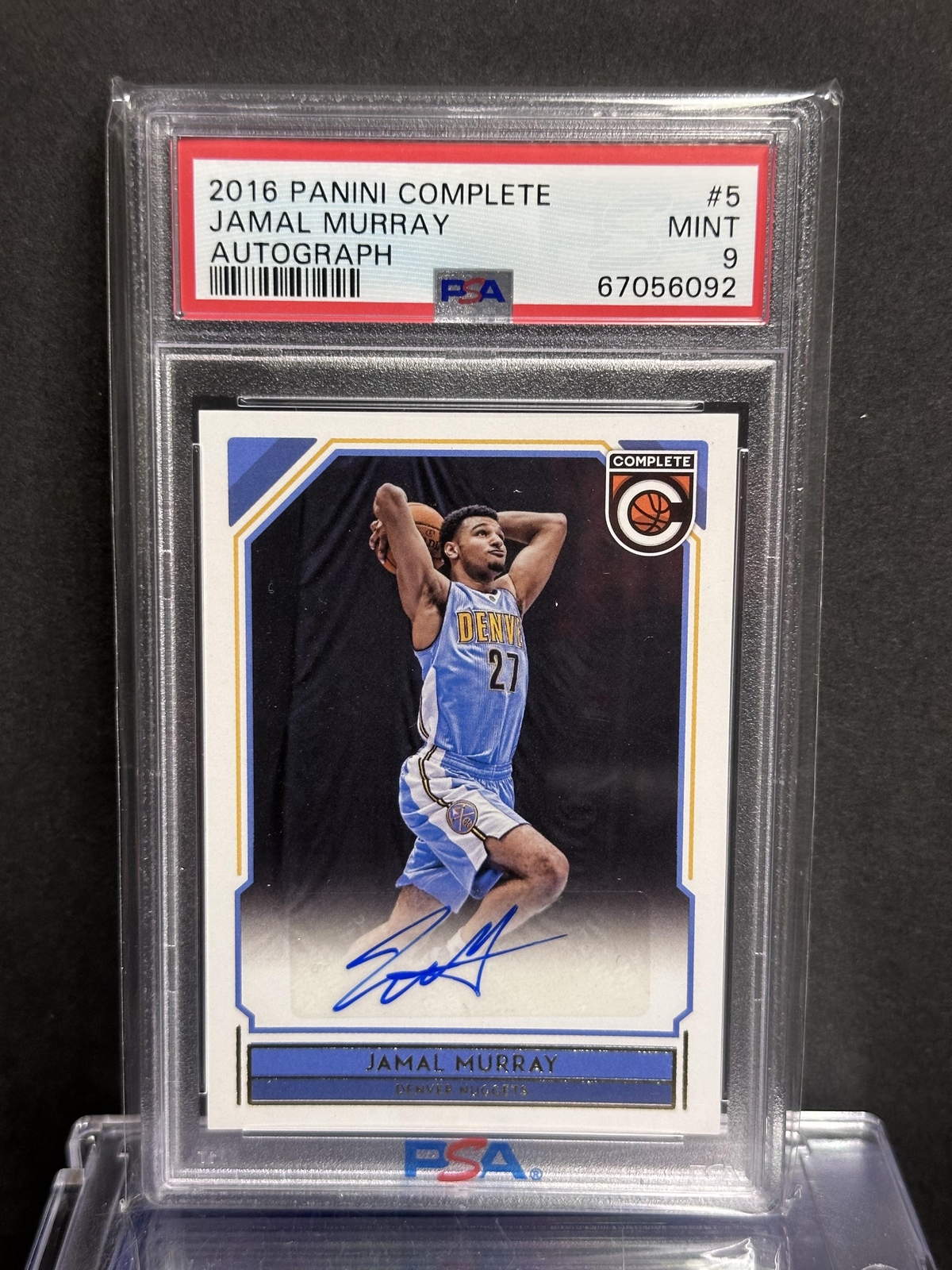 PSA 9 2016 Panini Complete Autograph #5 Jamal Murray Autograph Denver Nuggets