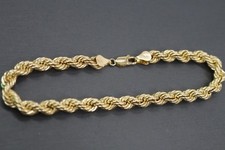 10K Yellow Gold Hollow 5MM , 6 MM Rope Bracelet. 8"