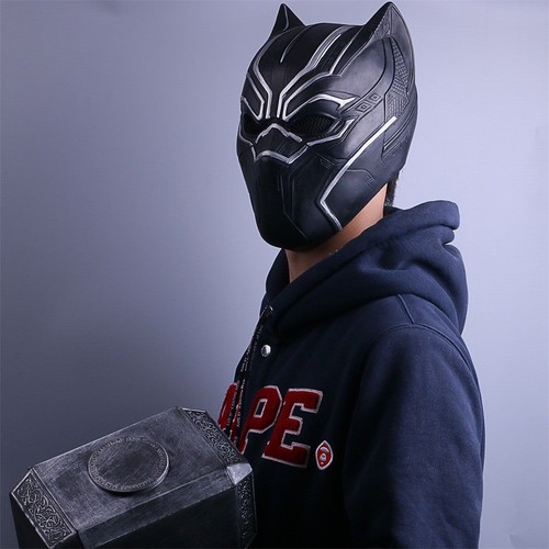 2018 Black Panther Mask Cosplay Superhero Latex Helmet Halloween Mask Prop New - Picture 3 of 12