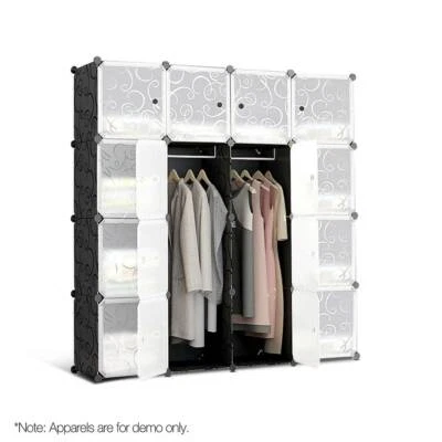 16 Cube Portable Storage Cabinet Wardrobe Black And White