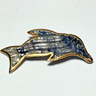Abalone Shell Blue Dolphin Lapel Pin Brooch