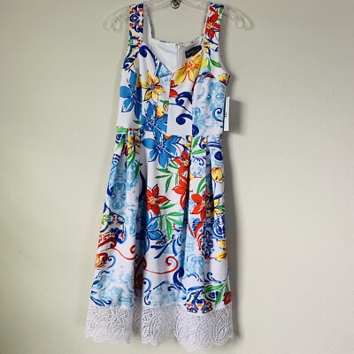 Donna Ricco Ivory Multi Swirl Lace Hem Tea Dress Sz 4 NWT B-J | eBay Donna Ricco Ivory Multi Swirl Lace Hem Tea Dress Sz 4 NWT B-J | eBay