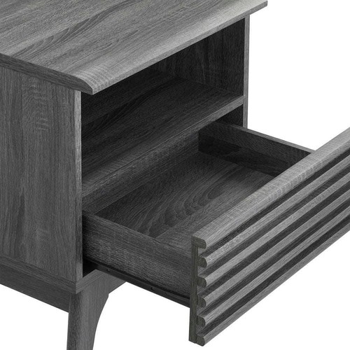 Comodino Modway 21"Hx19"Wx15"D 1 Cassetto Nero Rettangolare Legno Massello ParticolatoBoard - Foto 4 di 9
