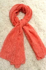 Lightweight Rectangle Accent Scarf Abstract Design Dark Peach 35x58 Semi-Sheer