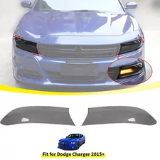 2x Blackened Front Headlight Accessories Decor Cover Trim For Dodge Charger 15+