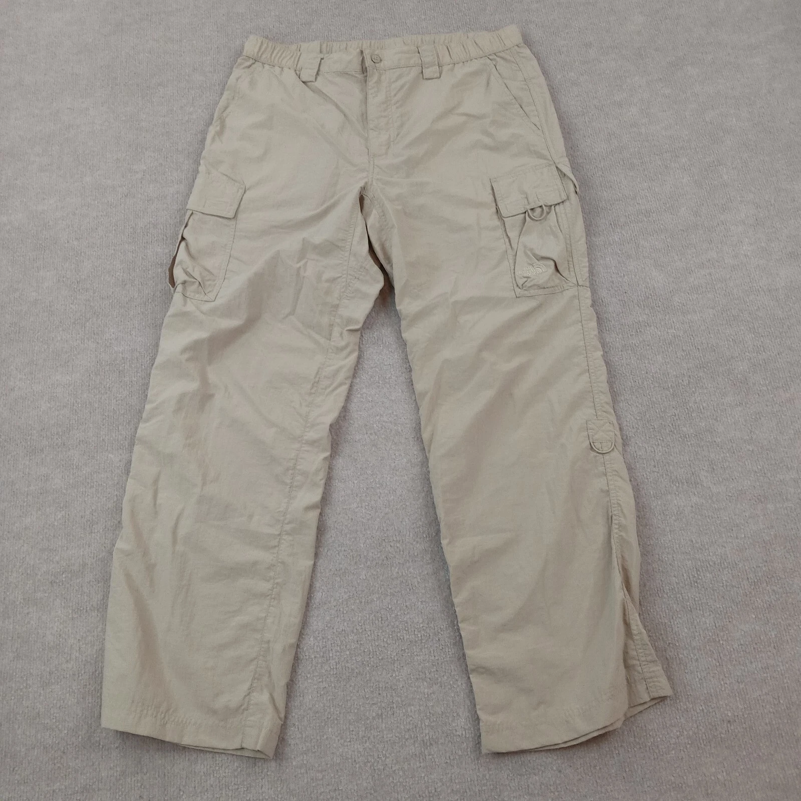 The North Face Pants Mens Large Short Beige Cargo Pockets Hiking Outdoors Casual